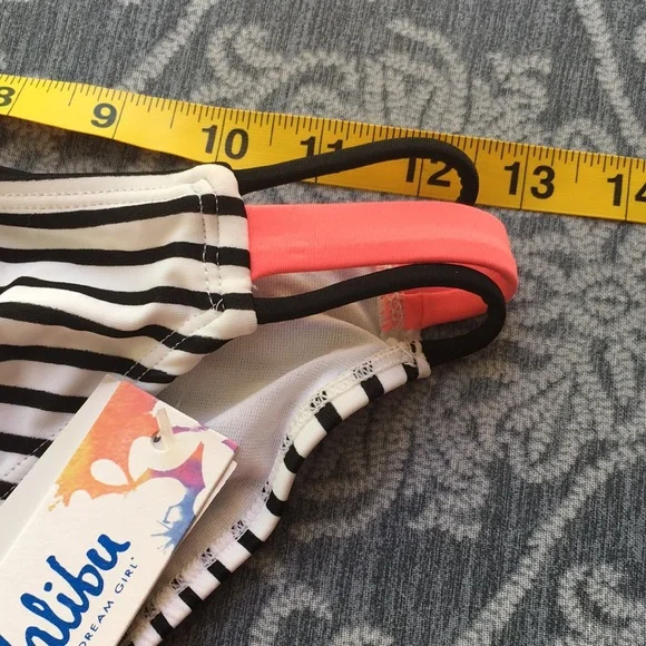 New Malibu Swim Bikini Bottom Size Small White Black Stripes Swimwear NWT - Picture 7 of 8
